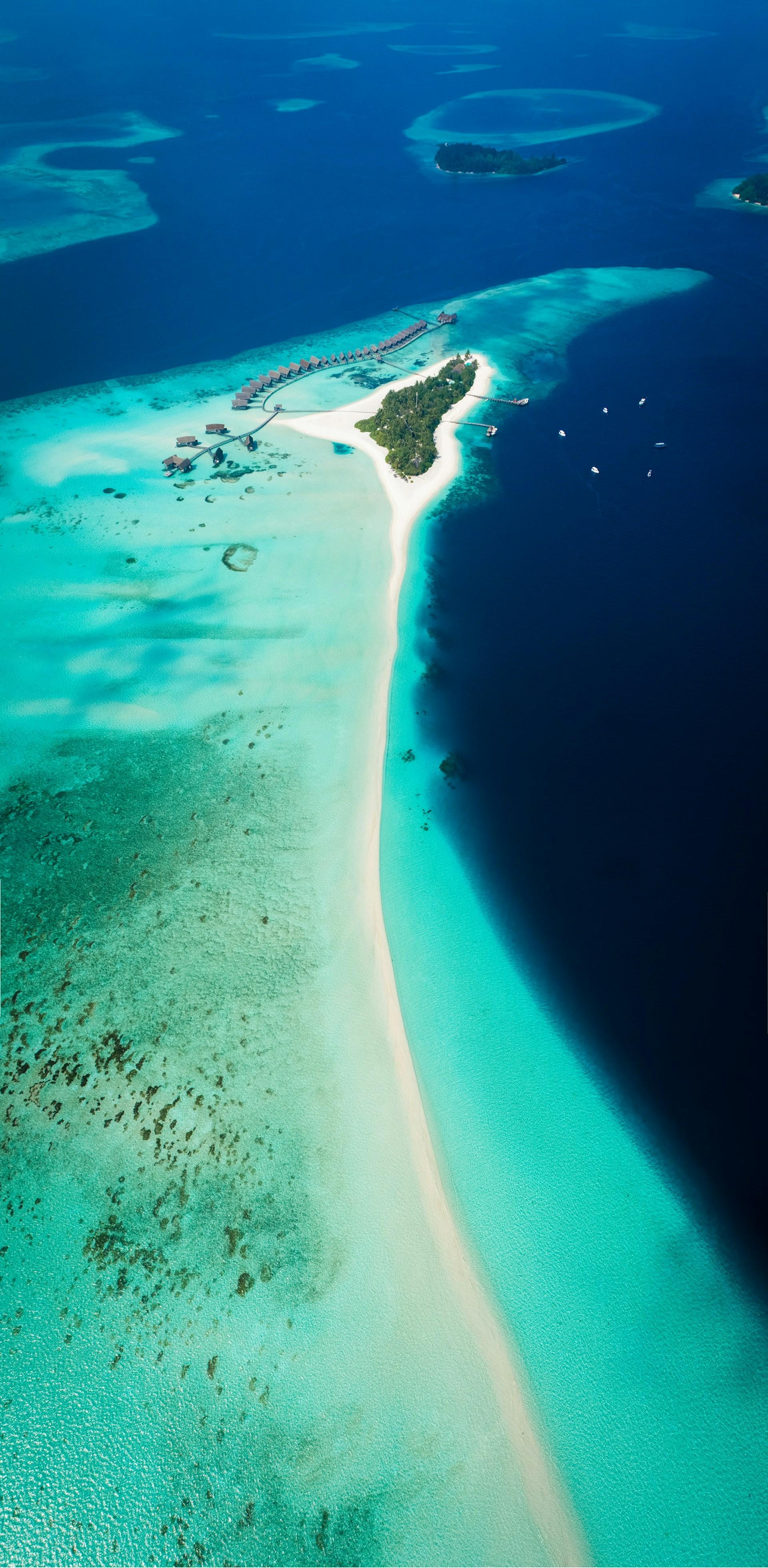 Satellite aerial of South Malé Atoll, Maldives